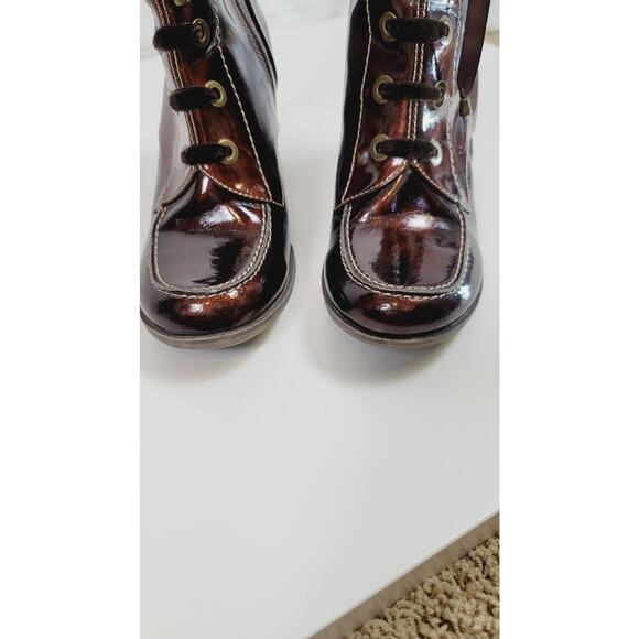 SPORTO CANDICE SHERPA LINED HEELED FAUX LEATHER BROWN BOOTS, SZ 7 - Picture 5 of 16